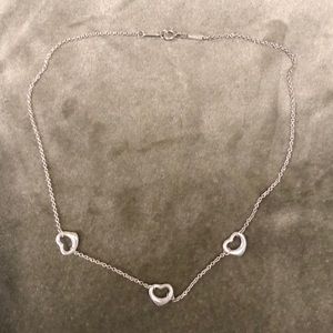 Tiffany & Co Sterling Elsa Peretti 3 Heart Necklace Retired